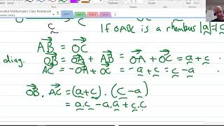 Geometric 2D Vector Proof Diagonals of a Parallelogram Giving a Rhombus