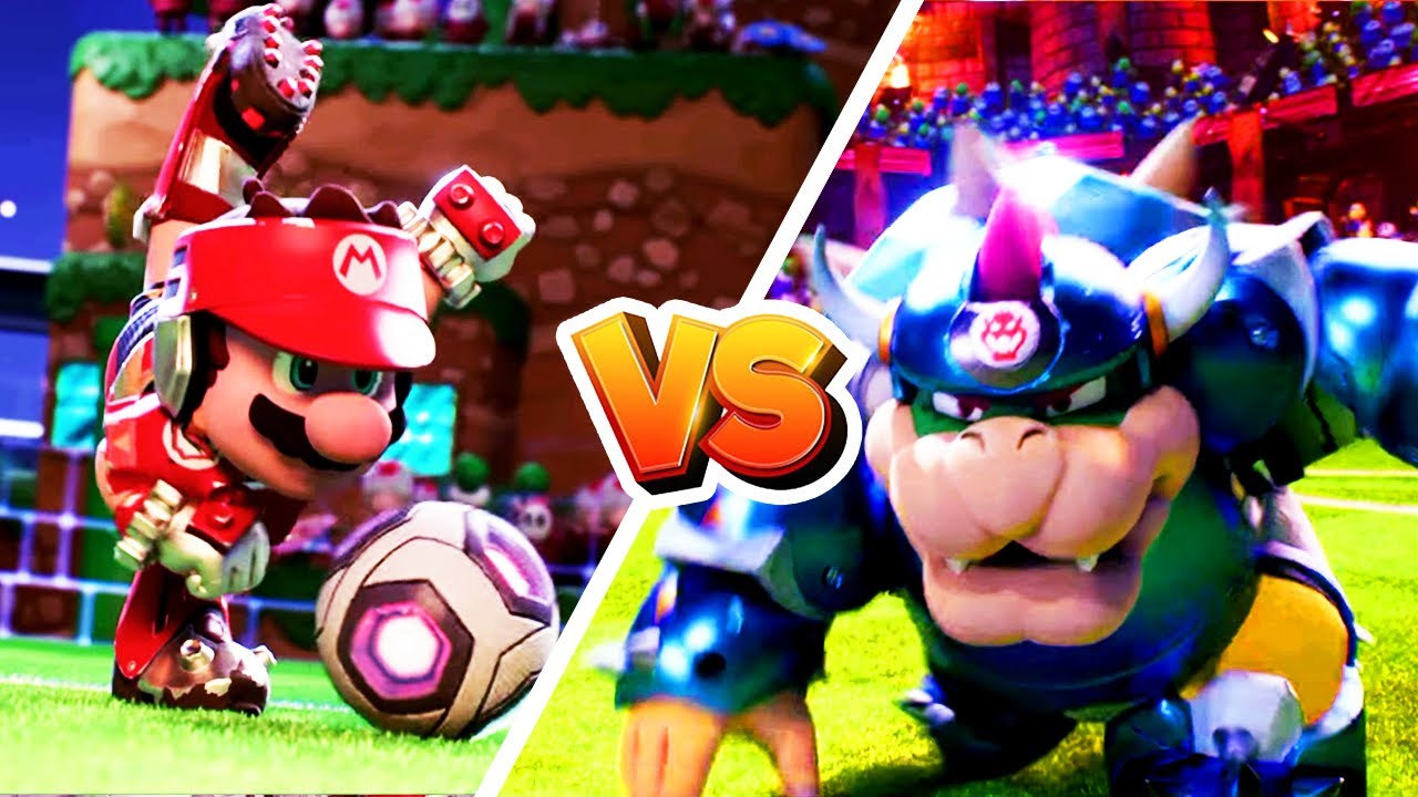 Mario Strikers Battle League - Mario Vs Bowser - Game Intro Match Replayed