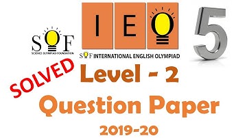 IEO English Olympiad Class 5 LEVEL - 2 Solved Question Paper 2019-20