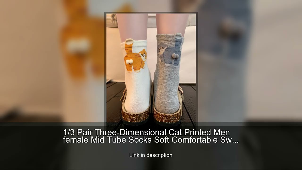 1/3 Pair Three-Dimensional Cat Printed Men female Mid Tube Socks Soft Comfortable Sweat Absorbi