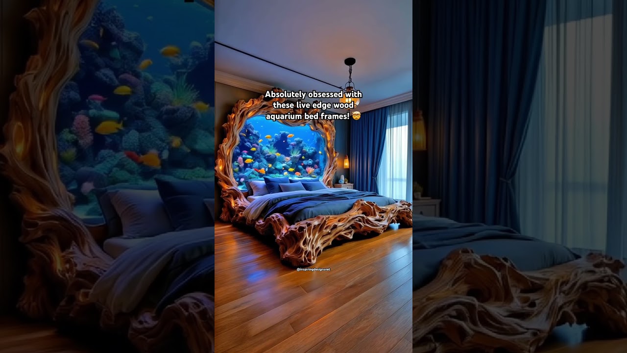 These live edge wood aquarium bed frames look amazing! 😱😱
