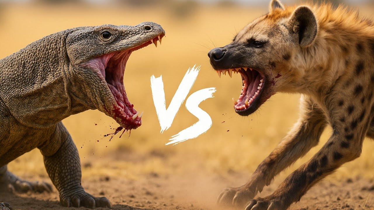 Комодский варан против гиены: Беспощадная схватка