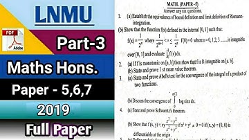 Lnmu BSC Part 3 Maths Honours Paper-5,6,7 2019 || by study with kumar keshav