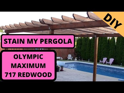 Olympic Maximum Stain (717 Redwood). Staining my PERGOLA.