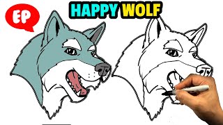 How to Draw a Happy WOLF - Step by Step