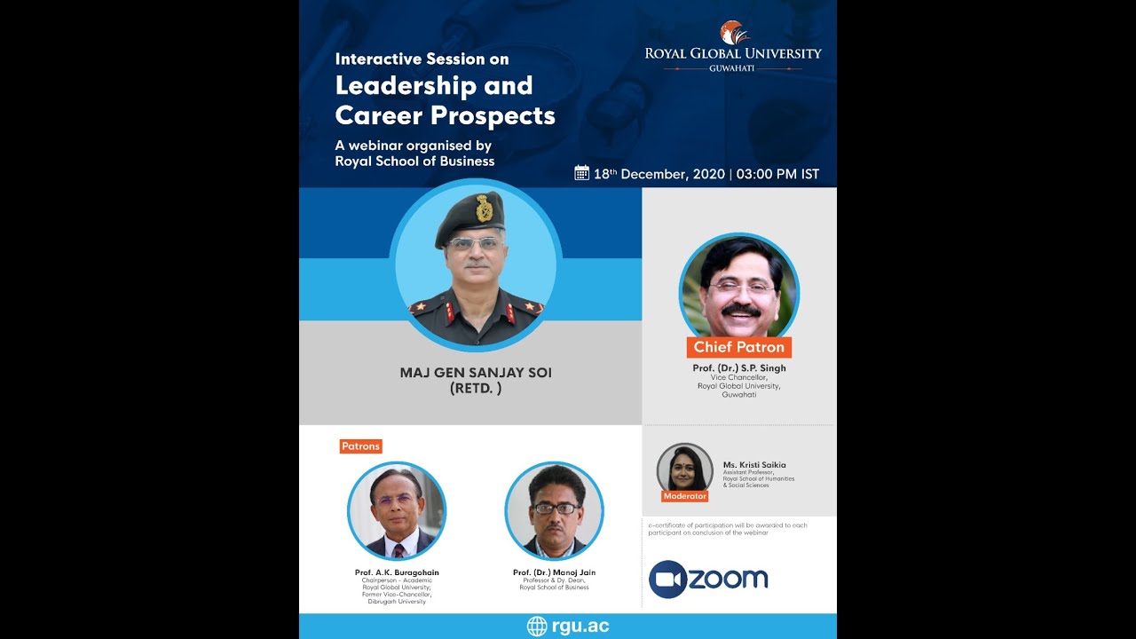 Major General Sanjay Soi speaks on Leadership to students of Royal Global University (RGU), Guwahati