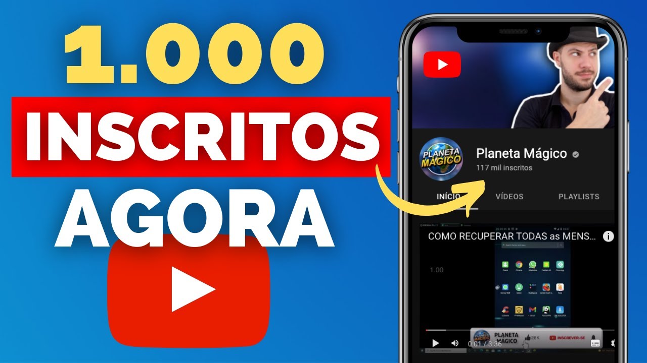 COMO CONSEGUIR 1.000 INSCRITOS RÁPIDO E FÁCIL | Como ganhar Inscritos no YouTube (ATUALIZADO)