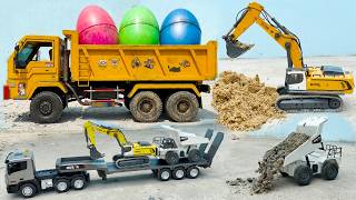 Xe Cẩu tìm Ô Tô Đồ Chơi Múc Cát cùng Xe Tải Ben Khổng Lồ chở Đất và Máy Xúc Điều Khiển Từ Xa