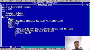 Program Konversi Bilangan (Desimal ke Hexadesimal) | Turbo Pascal