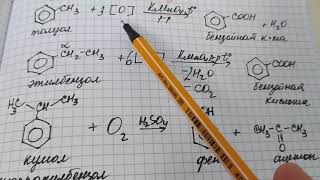 Тема: гомологи бензола, химические свойства, решение цепочки уравнений.
