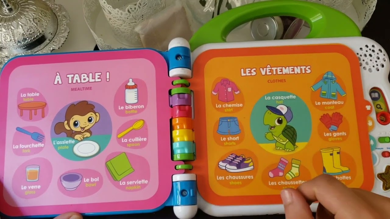 اكتشاف كتاب تفاعلي لتعليم اللغة الانجليزية والفرنسية   Learning friends 100 words interactive  book