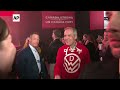 Canadian Prime Minister Mark Carney dances as he celebrates election result