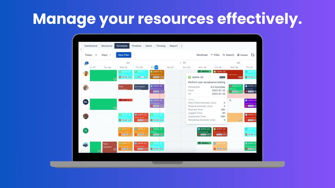Resource Planning in Jira with TeamBoard ProScheduler | Platinum Marketplace App