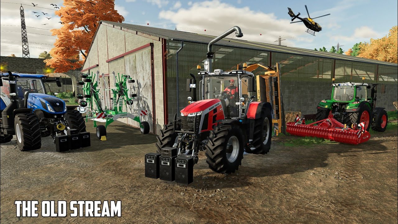 Cutting grass and cows feeding in Fs22 Fs22 Gameplay the old stream