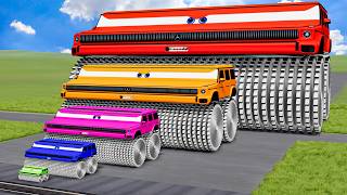 Big & Small Colors Wide Vizor Monster Saw Wheels vs Train | BeamNG.drive