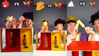 Mystery Sauce Challenge Spicy Food MUKBANG🔥[ Ice cream 🍦• Sweet Rice Donuts 🍩• Kielbasa🦀]