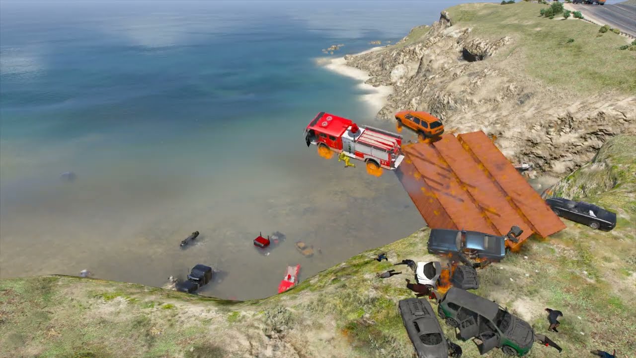 All NPCs Stunt Jump into the Sea  - Grand Theft Auto V 2025