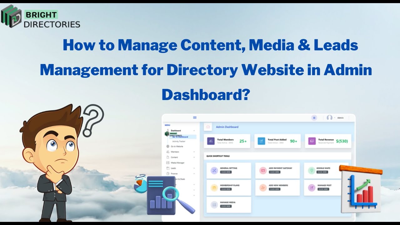 How to manage content, media & leads management for directory website in admin dashboard ?