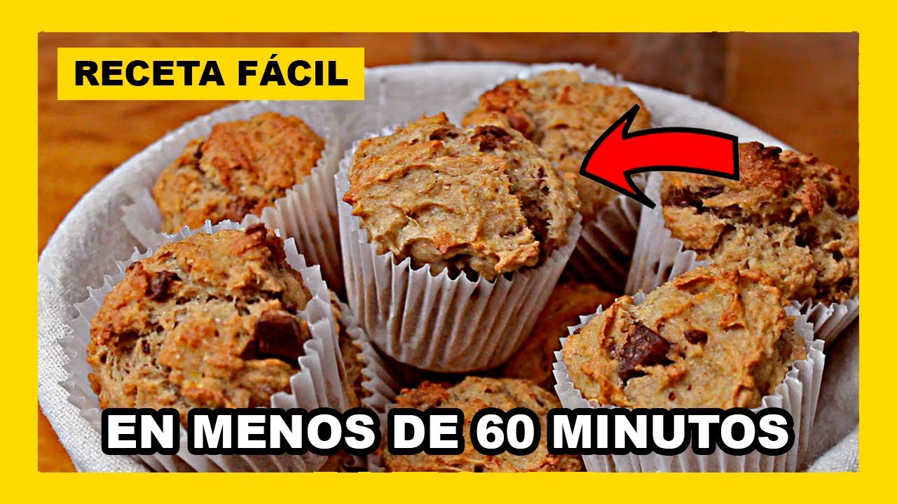 🔶 Como hacer MUFFINS de BANANA y CHOCOLATE veganos receta con HARINA