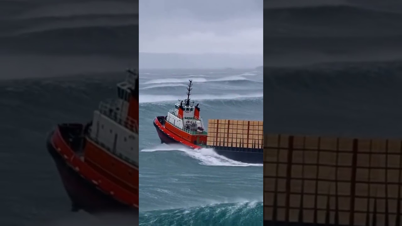 No way!! 🤯🤯 Incredible storm waves crash on ship 