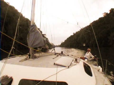 cruising up the Rio Dulce, Guatemala in our Eclipse 32 catamaran