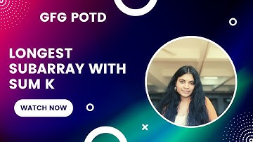 GFG POTD 15th Jan 2024: Longest Subarray with Sum K - Efficient Java Solution