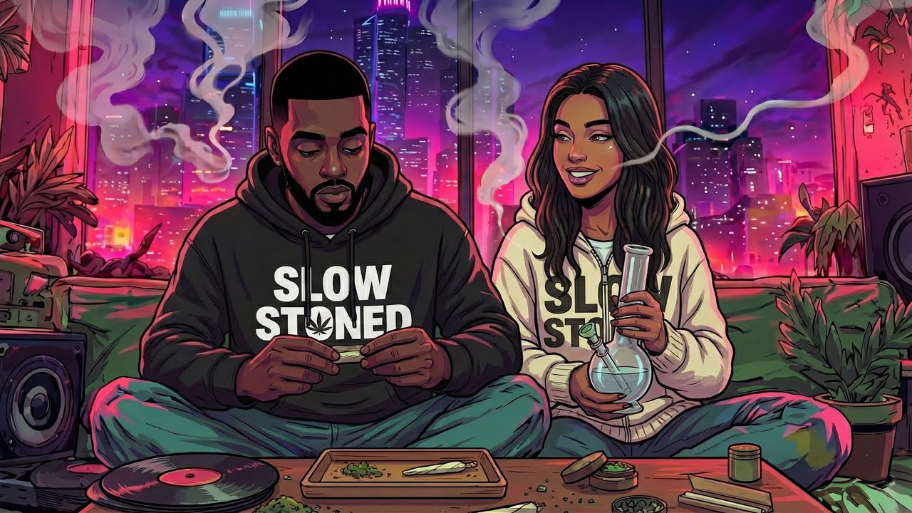 “HIGH AF” Playlist — Bluesy Hip-Hop Night Drive 🌙 | Chill Rap & 420 Vibes • Slow Stoned