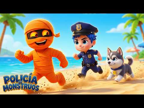 ¡Monstruos en la Playa! 🚨 | Canciones Infantiles | Monster Police Español