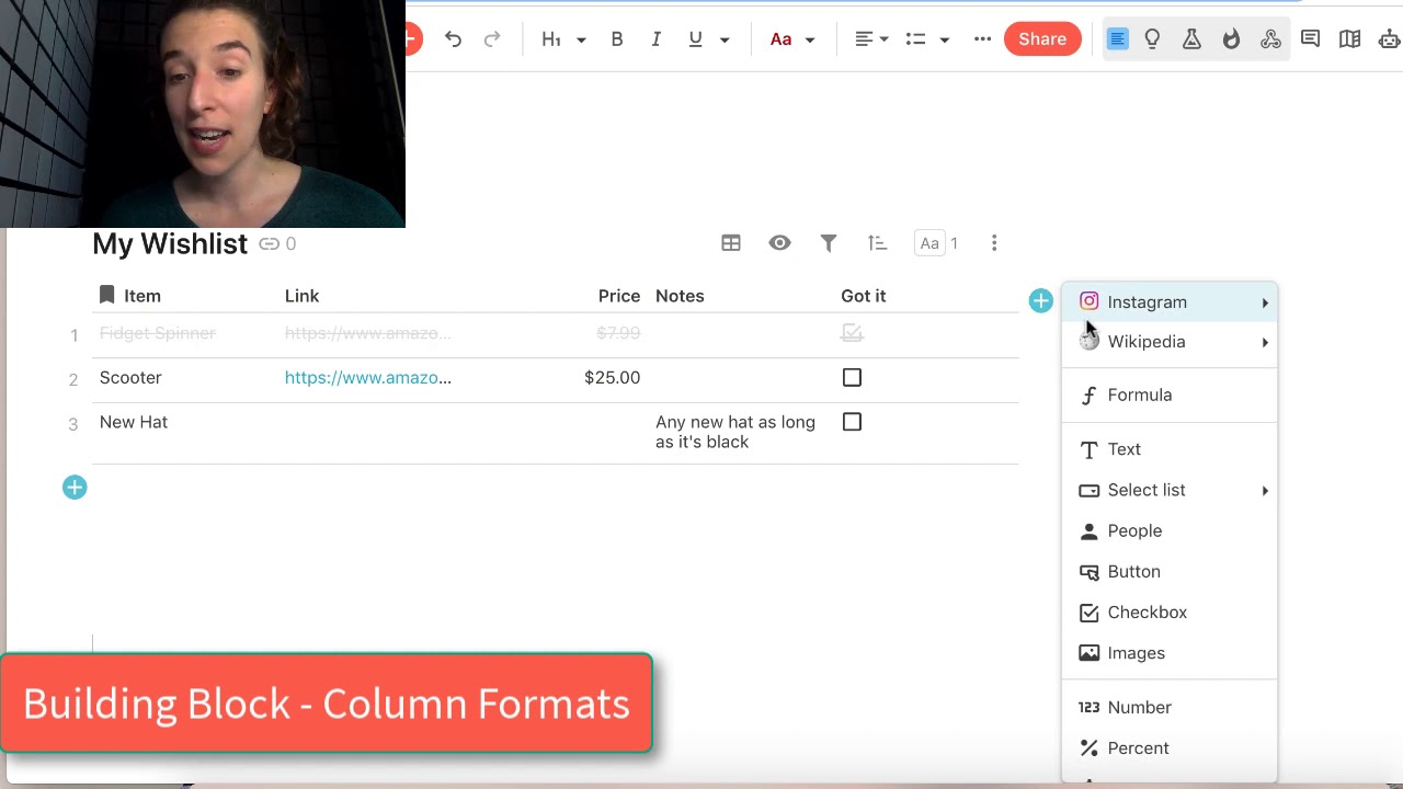 How to make a Wishlist in Coda - YouTube