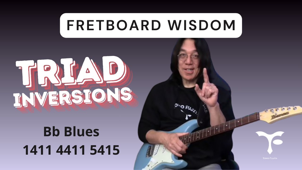 Super Simple Triad Inversions Lesson - Fretboard Harmony with Bb Blues Chord Progression