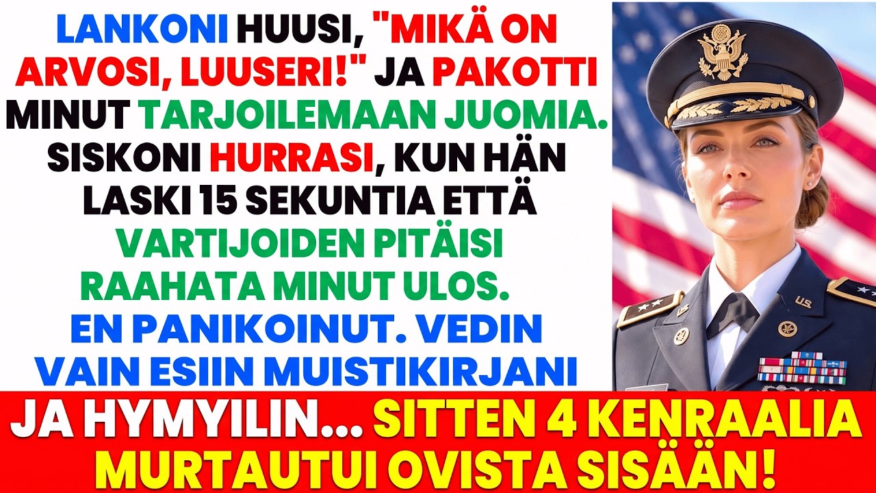 Mikä on arvosi, EPÄONNISTUJA?" Lankoni nöyryytti minua — JÄÄTYI, kun 4 kenraalia tervehti minua