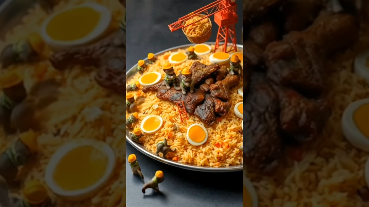 Tiny Cat Engineers Build a Biryani Masterpiece! 🍛🚧😹 