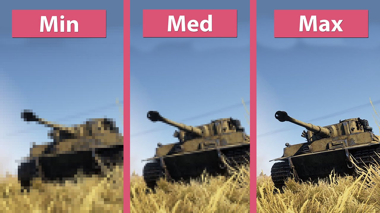 War Thunder Ground Forces Pc Min Vs Med Vs Max Graphics Comparison 60fps Fullhd Youtube