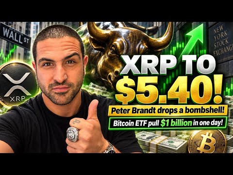 Video preview for XRP TO $5.40?! PETER BRANDT DROPS BOMBSHELL CHART AS BITCOIN ETFs PULL $1 BILLION IN ONE DAY!!