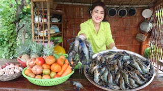 Delcious River shrimps cooking with homestyle | Tom yum river shrimp soup