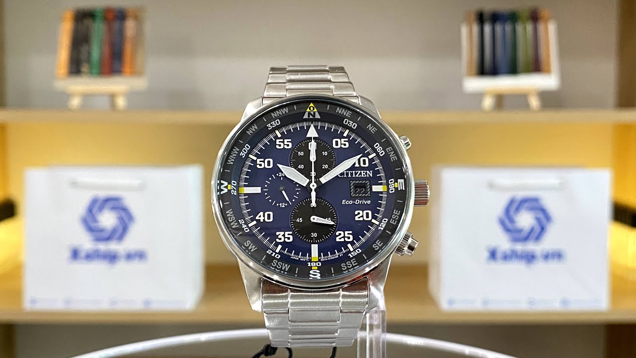 アルカポネ88 Citizen Eco Drive Chronograph Black Dial Silver Steel Strap Watch