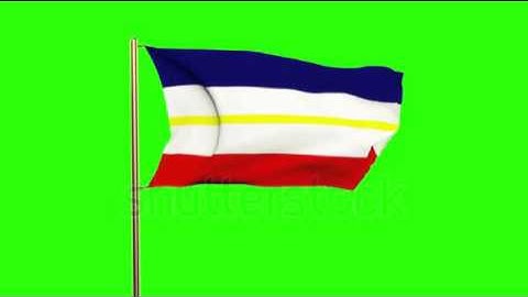 Mecklenburg Vorpommern flag waving in the wind. Green screen, alpha matte. Loopable animation Stock