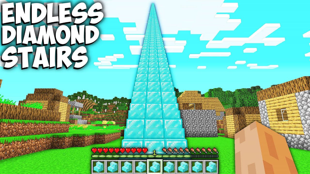 This ENDLESS DIAMOND STAIRS very rare in Minecraft !!! Infinity Treasure Ladder Challenge !!!