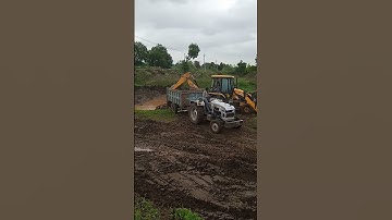 JCB 3dx eicher 485 tractor mud loading work 🚜😀🙏 #jcbvideo #youtube #constructionequipment