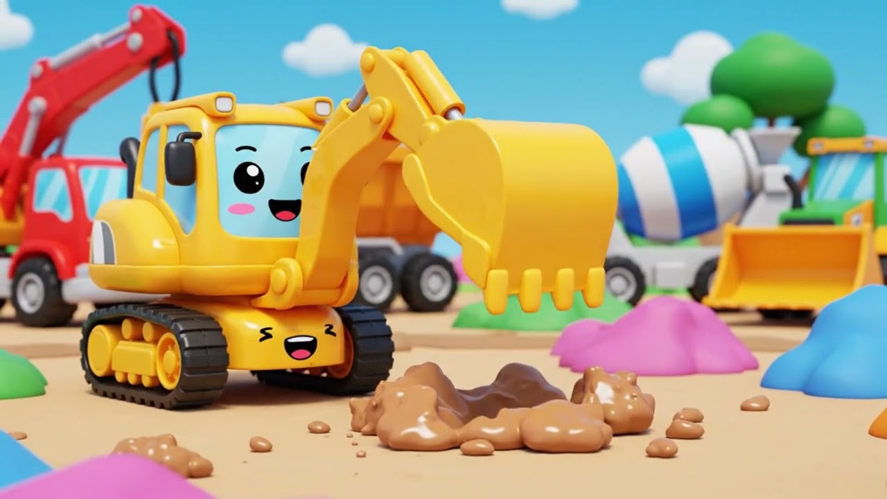 🚜 Excavator at Work | Construction Vehicles Song for Kids