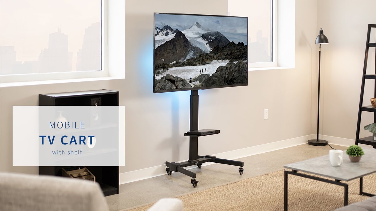 STANDTV05L Black mobile tv cart by VIVO YouTube