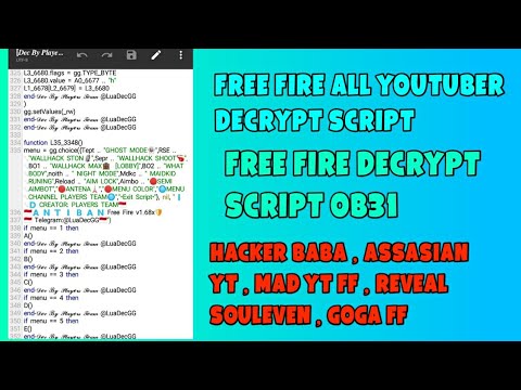 FREE FIRE FULL DECRYT SCRIPT  1.68 | MAKE YOUR OWN LUA HACK SCRIPT FREE FIRE