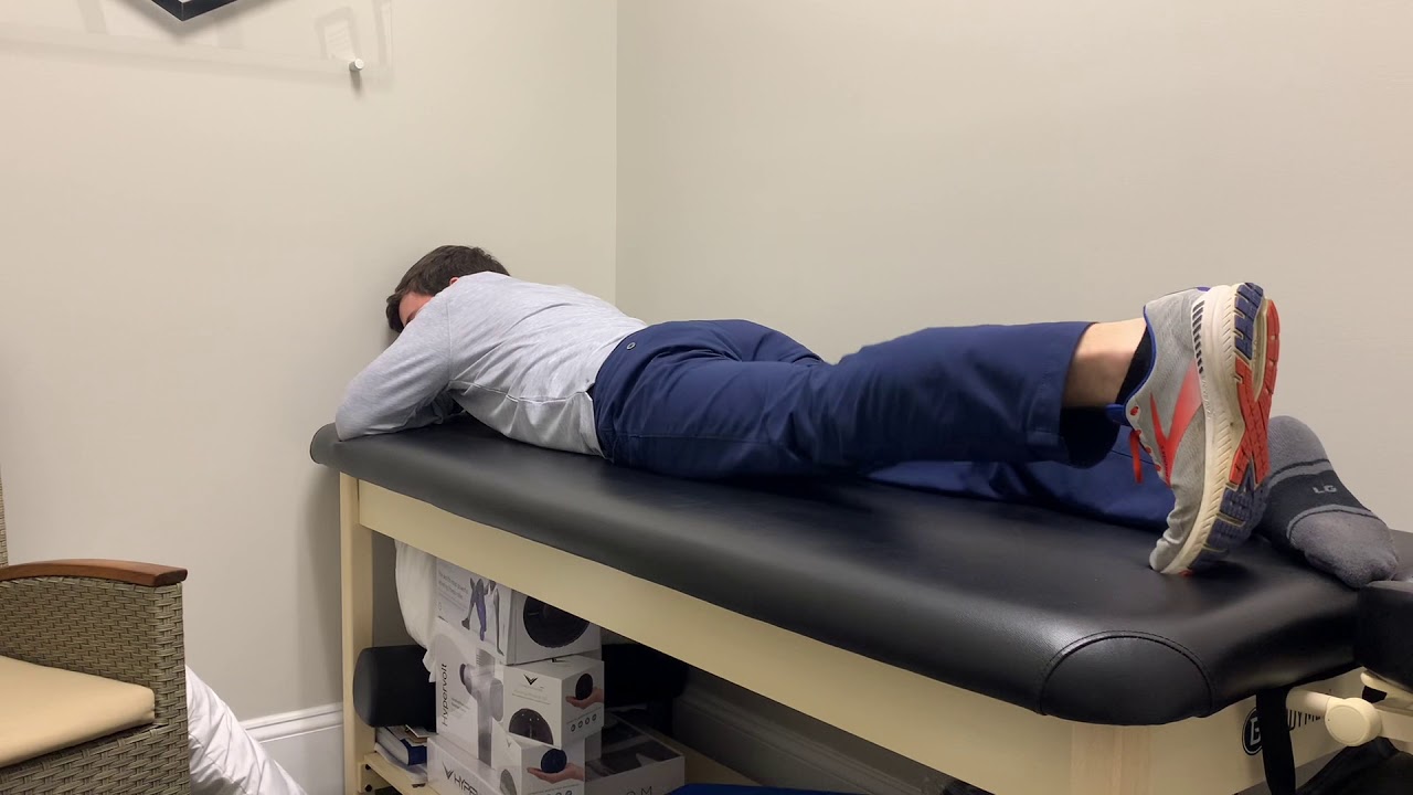 Knee Rehab Prone quad set YouTube