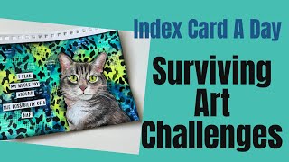 SURVIVING ART CHALLENGES TAKE CONTROL#artjournal #indexcardchallenge #artchallenge #icad