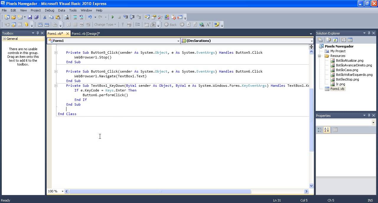 Criando Navegador Avançado no Microsoft Visual Basic 2010 Express 2 de ...