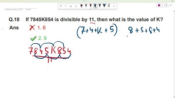 If 7845K854 is divisible by 11, then what is the value of K? ssc cgl pre 2024