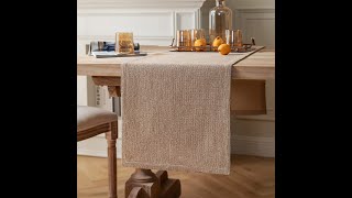 ZeeMart Burlap Style Farmhouse Table Runners 36 Inches Long, Natural Rustic Woven Dining Table Runne