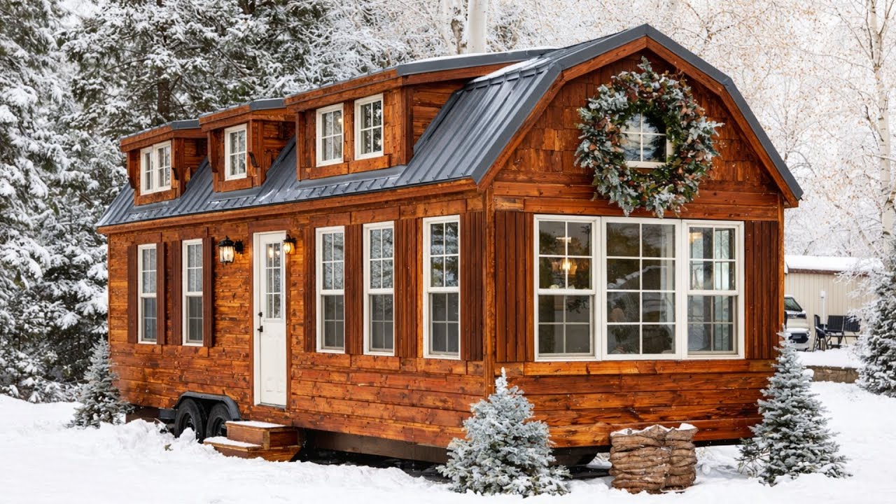 Почему этот крошечный домик на колесах площадью 300 квадратных футов — идеальное место для зимнег...