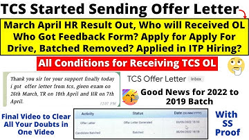 TCS Started Sending Offer Letter | TCS March & April HR Result Out | Last Video to Clear Your Doubts