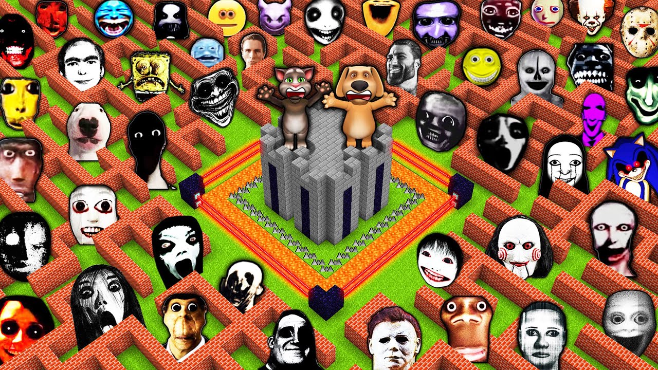 SURVIVAL TOWER in MAZE with 100 NEXTBOTS in MINECRAFT animation OBUNGA gameplay coffin meme